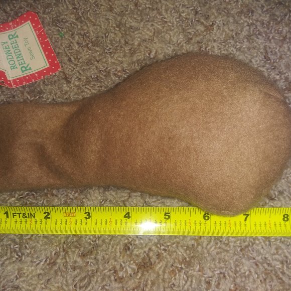 Vintage Hallmark Plush RODNEY REINDEER w/ Red Ribbon Stuffed Toy Animal HTF - Picture 9 of 11